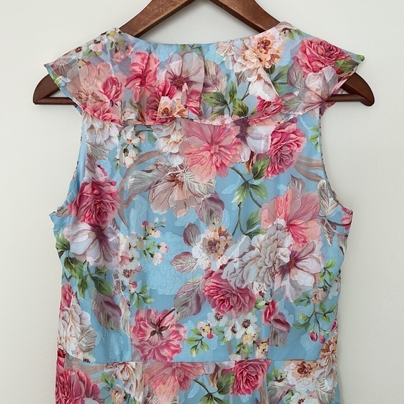 KENSIE Barbie Ruffled Floral Chiffon Midi Asymmetrical Dress 6 or 8 - Picture 5 of 11